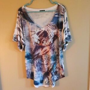 Elegant V-Neck Abstract Print Top